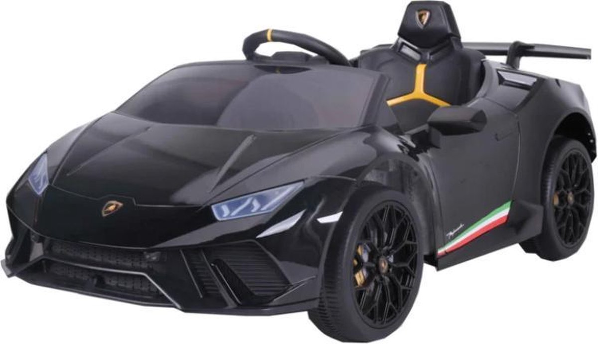   Huracán LP640 Performanté 12V Elektrische kinderauto | Accu Auto voor kinderen met Rubberen banden, Leren zitje en Bluetooth (Metallic Zwart)